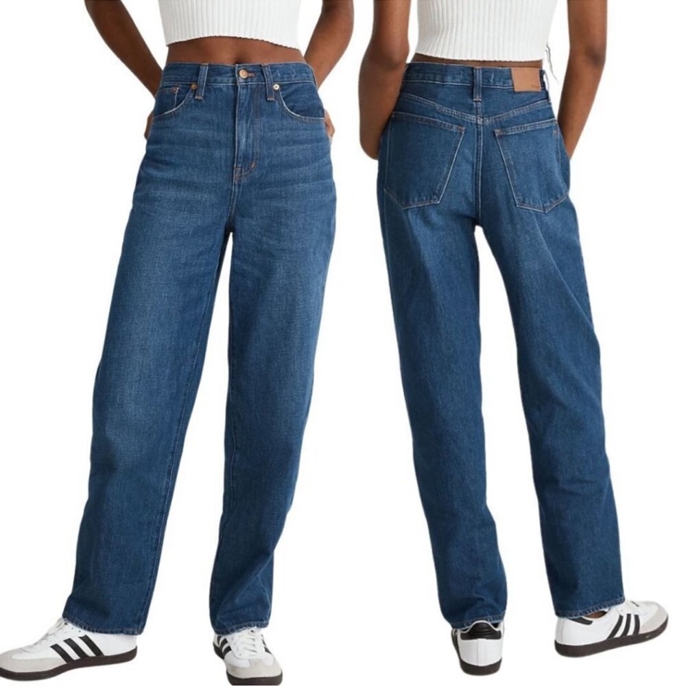NWT Baggy Straight Jeans in Dark Worn Indigo Wash, Size 30